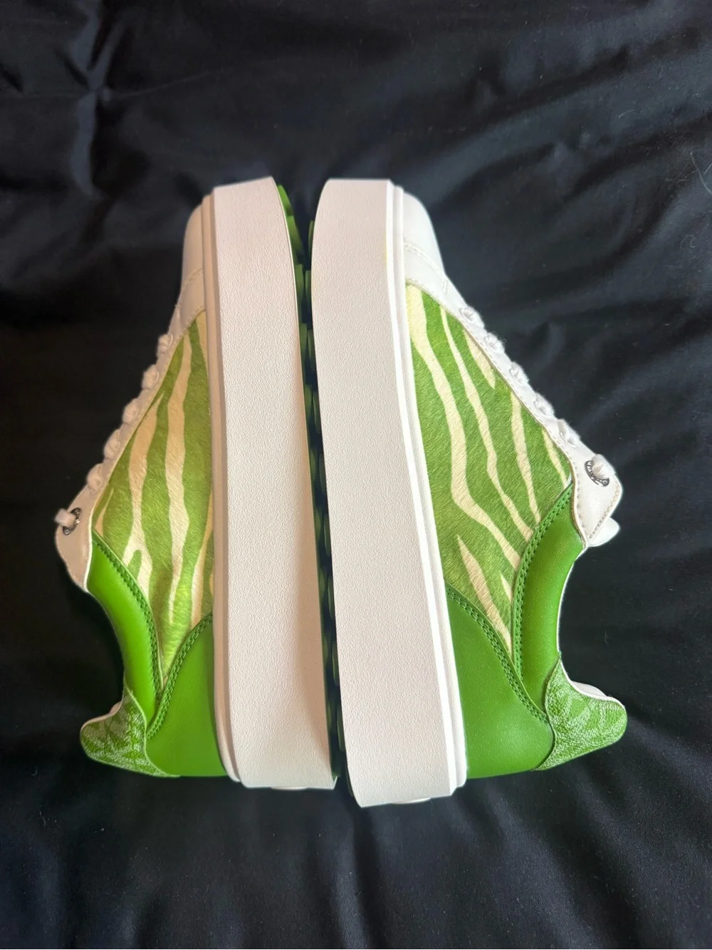 MICHAEL KORS Green Zebra Platform Sneakers